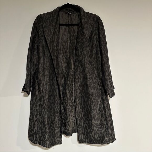 Eileen Fisher Black and Gray Patterned Silk Blend Duster L NWOT - Picture 1 of 10